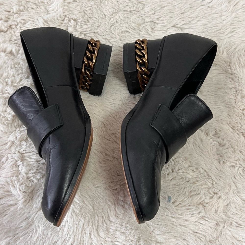 Kurt Geiger Raquel Black Leather Block Heel Loafers - Picture 9 of 12
